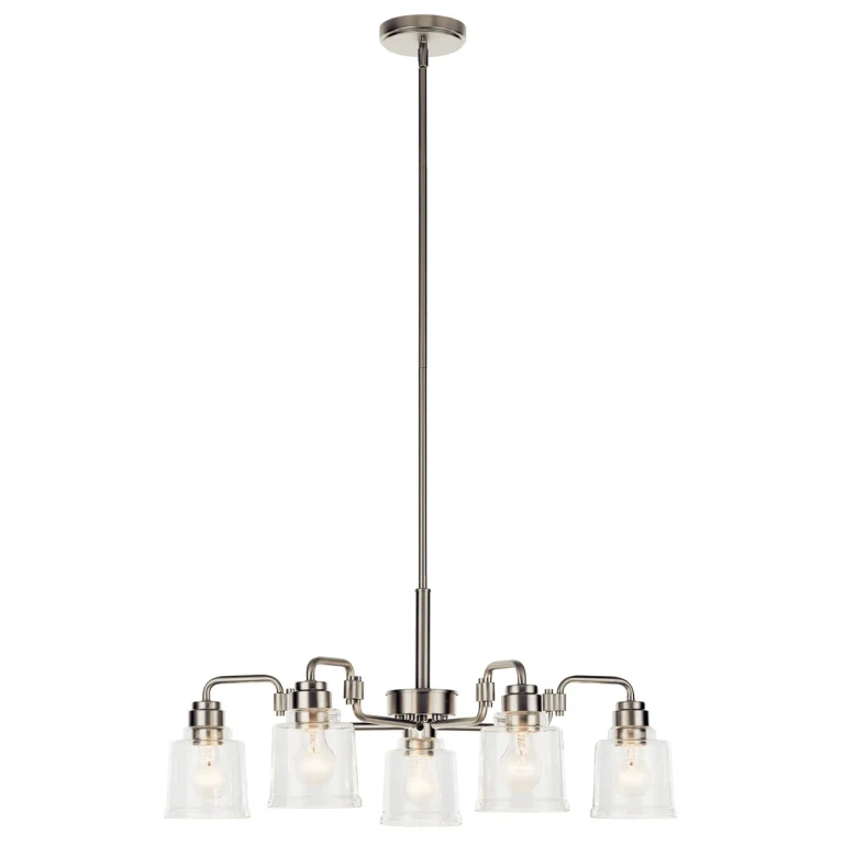 Aivian 5-Light Industrial Chandelier in Nickel Textured
