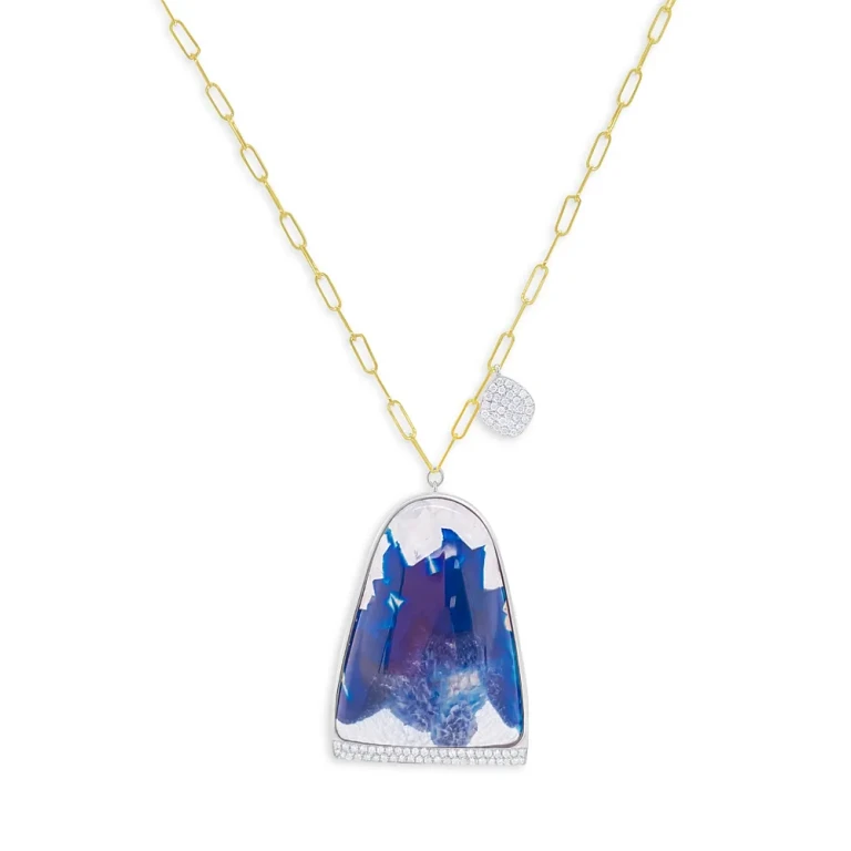Meira T 14K Yellow & White Gold Blue Sapphire Statement Pendant Necklace, 32