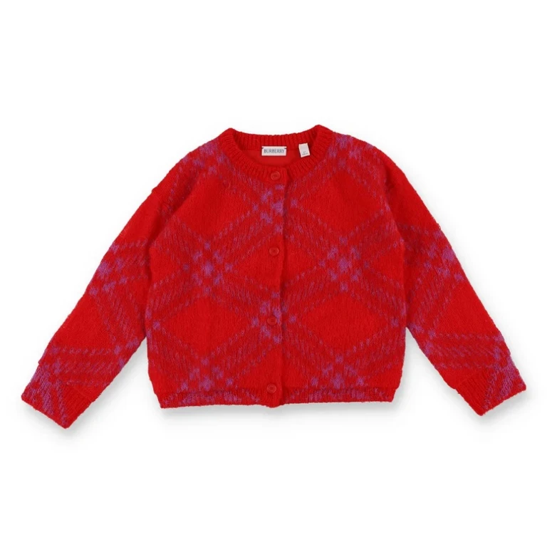 Burberry Kids Checkered Mohair-Wool Blend Cardigan