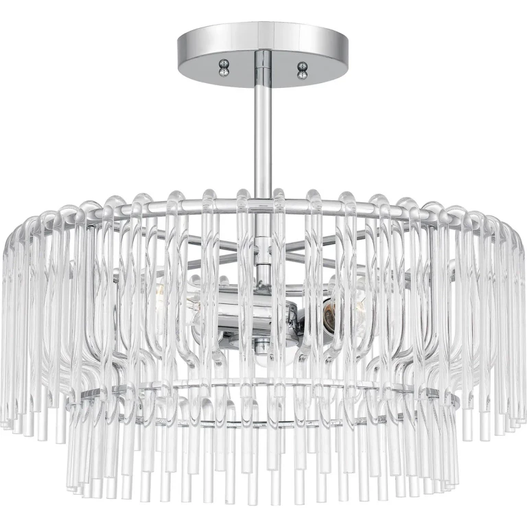 Polished Chrome Three Light Semi Flush Mount from the Tayshia Collection
