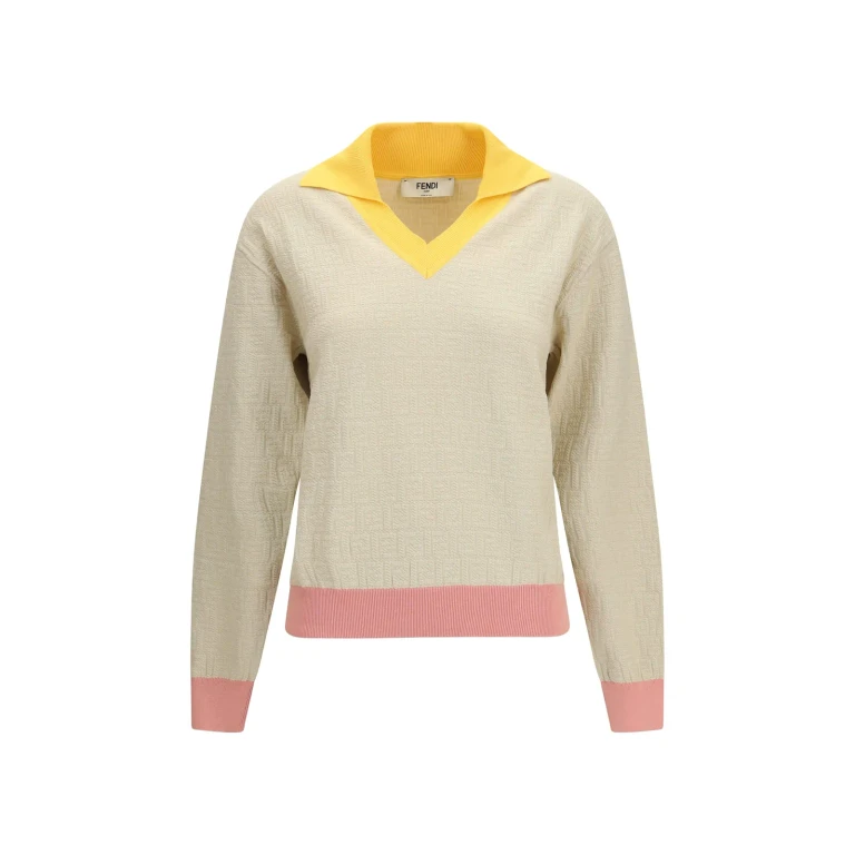 Fendi Cotton And Silk Sweater With Ff Logo
