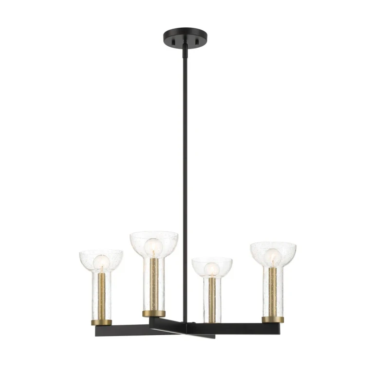 Matte Black Four Light Chandelier from the Nova Collection