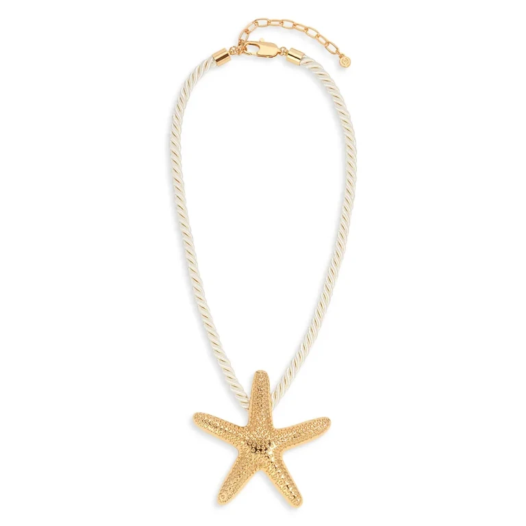 Ettika Starfish Cord Pendant Necklace in 18K Gold Plated, 15-18