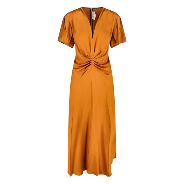 Victoria Beckham Eve Midi Jurk - Orange