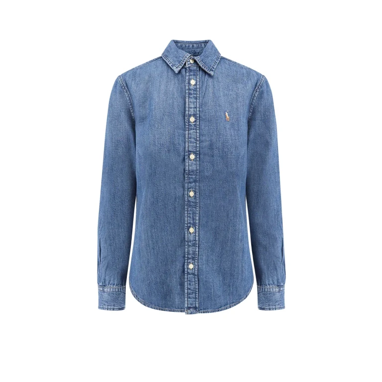 Polo Ralph Lauren slim Fit Blue Shirt With Button Down Collar And Pony On The Front In Denim Men