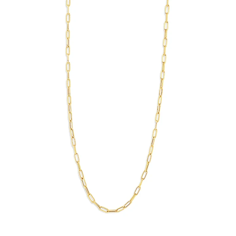 Roberto Coin 18K Yellow Gold Designer Gold Textured Link Chain Necklace, 22