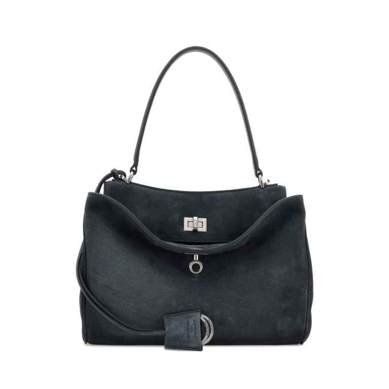Graphite Suede Small Rodeo Handbag