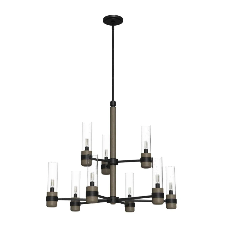 Hunter River Mill 9-Light 2-tier Chandelier in Rustic Iron