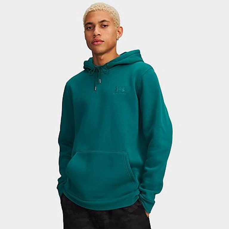 Under Armour Men's Essential Icon Fleece Hoodie in Rack Green/Rack Green Size: XS
