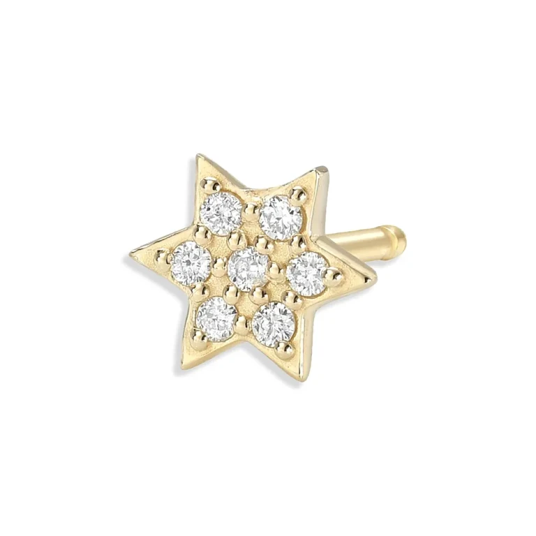 Zoe Lev 14K Yellow Gold Diamond Star of David Single Stud Earring
