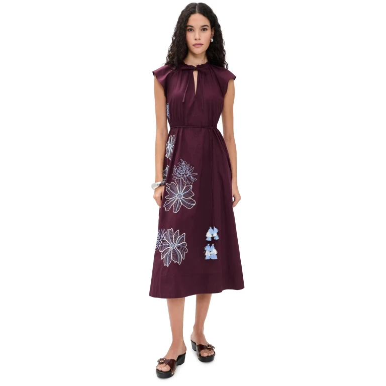 Tanya Taylor Ivana Dress Deep Plum S