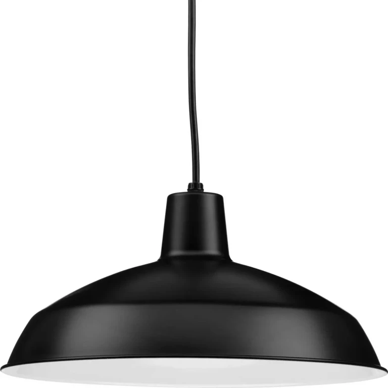 Black One Light Pendant from the Metal Shade Pendant Collection