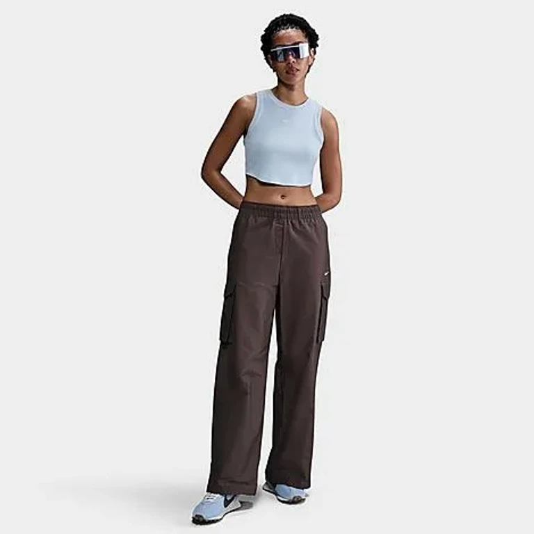 Nike Women's Sportswear Essential Ribbed Cropped Tank Top in Blue Tint/Sail Size: XS