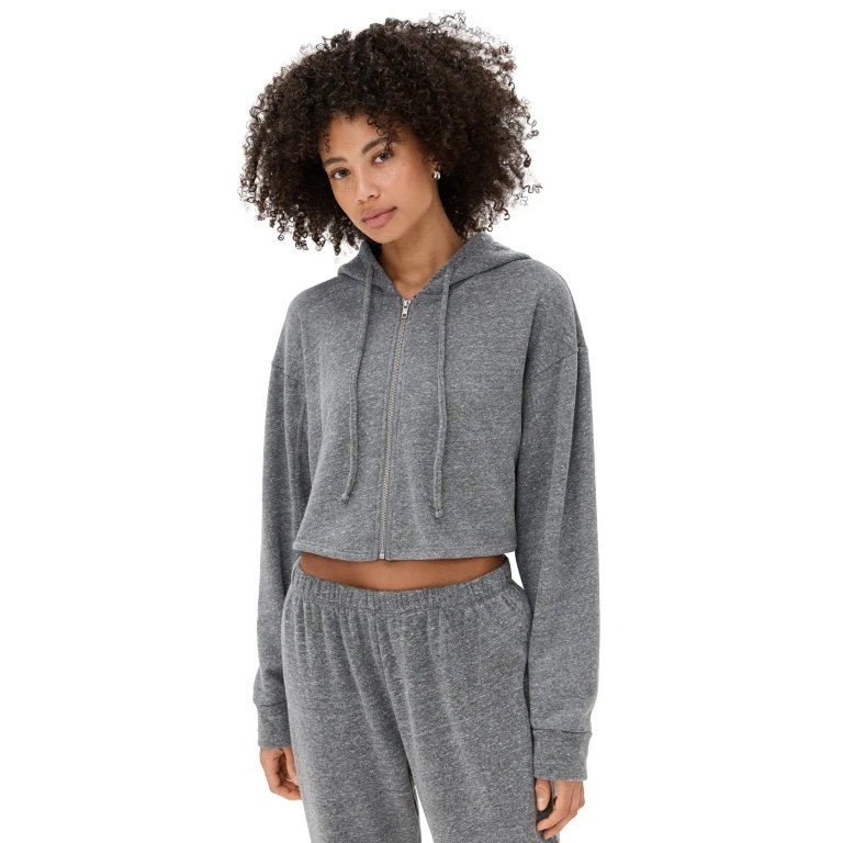 Year of Ours Classic Zip Up Sweatshirt Heather Grey XS