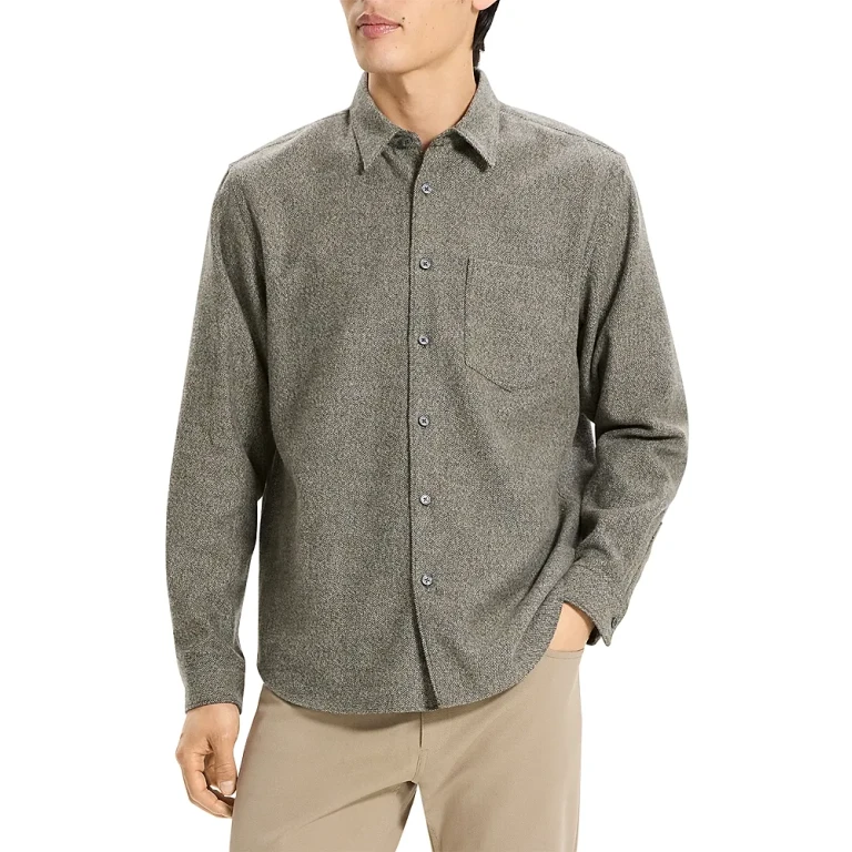 Theory Weekend Short Sleeve Shirt in Spun Flannel