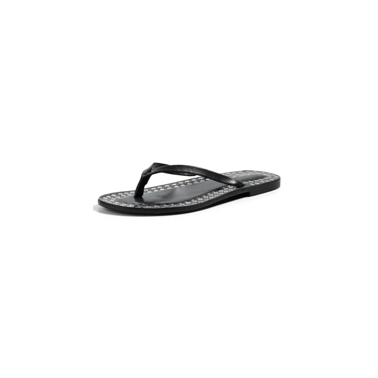 Jeffrey Campbell Katrina ST Flip Flops Black Silver 9