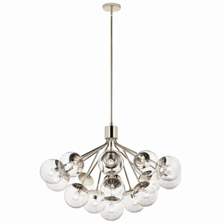 Polished Nickel 16 Light Chandelier Convertible from the Silvarious Collection