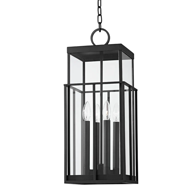Textured Black Four Light Outdoor Lantern from the Longport Collection