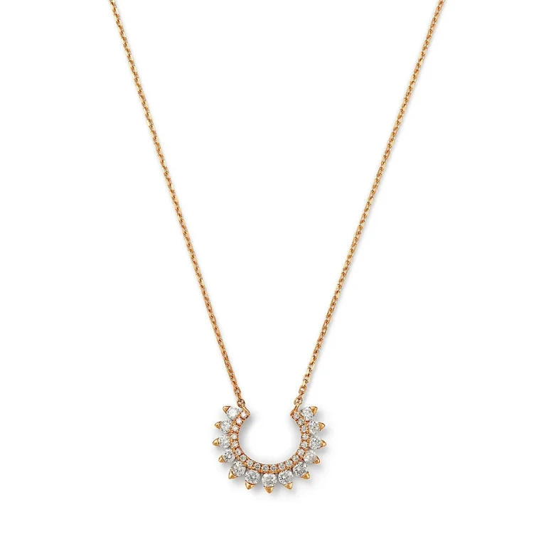 Diamond Horseshoe Pendant Necklace in 14K Yellow Gold, 0.44 tcw