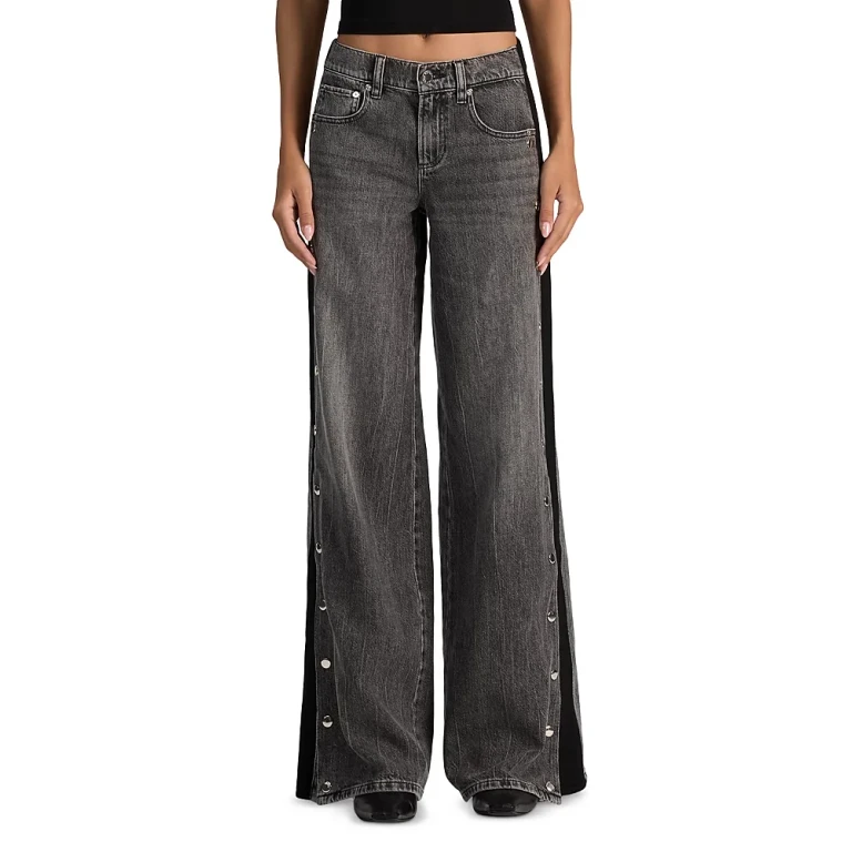 Alice and Olivia Amazing Low Rise Wide Leg Jeans in Vintage Black