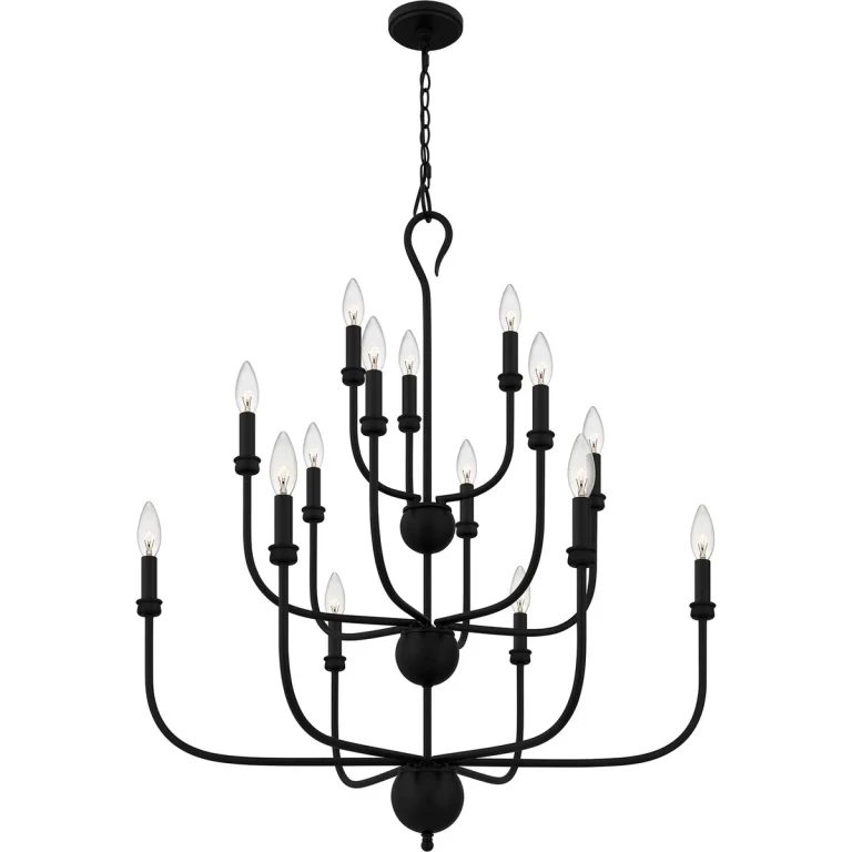 Matte Black 15 Light Chandelier from the Blanche Collection
