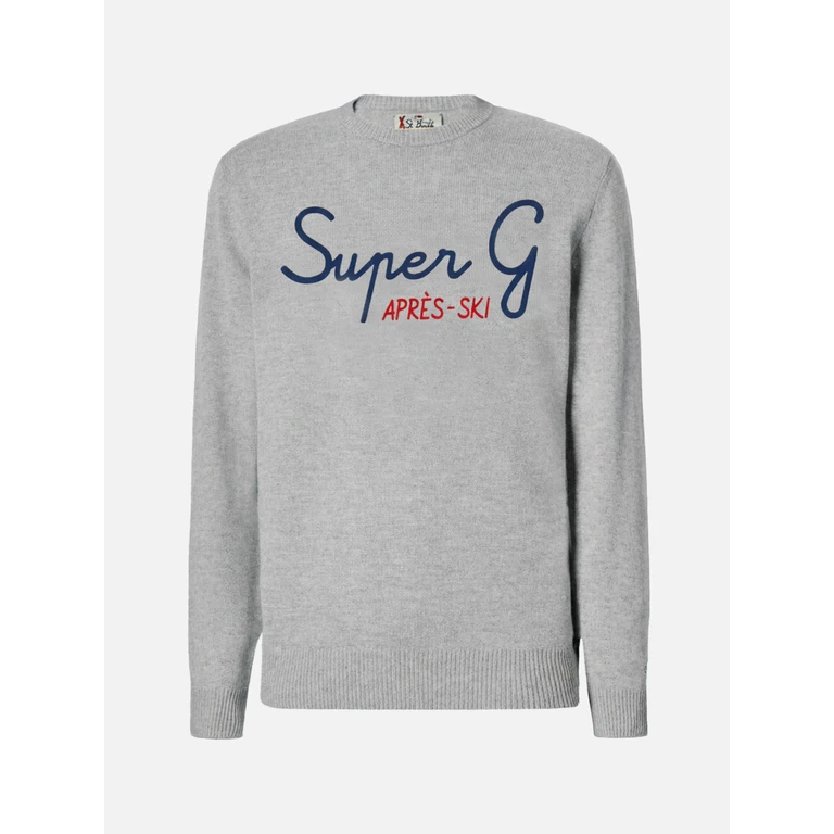 Mc2 Saint Barth Grey Crewneck Heron With Super G Embroidery Special Edition - Men