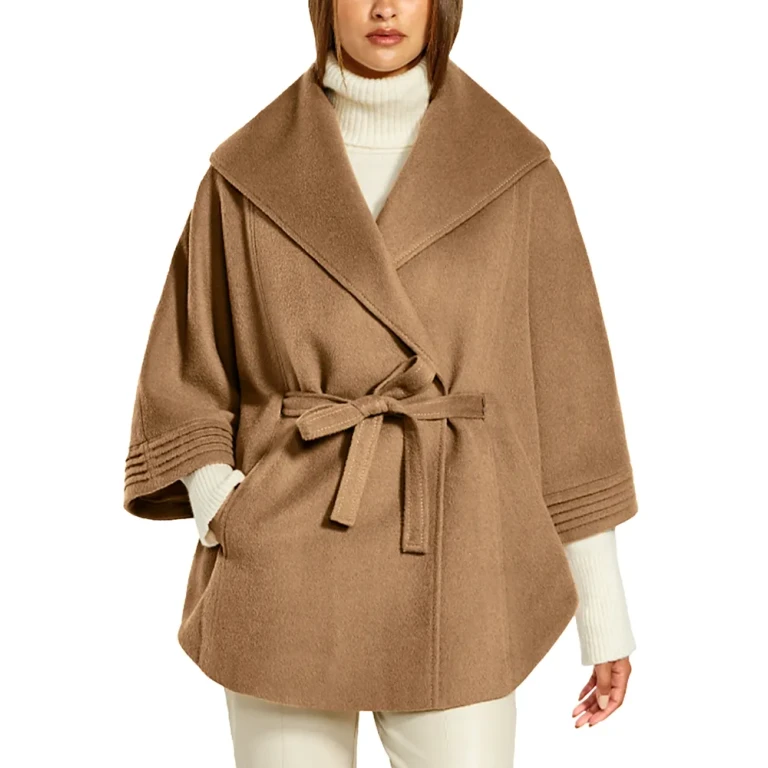 Sentaler Belted Shawl Collar Cape Coat