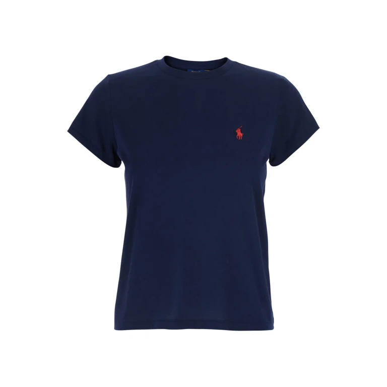 Polo Ralph Lauren Blue T-shirt With Pony Detail On The Front In Cotton Woman