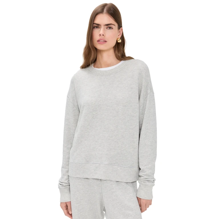 perfectwhitetee Tyler French Terry Pullover Sweatshirt Heather Grey XL