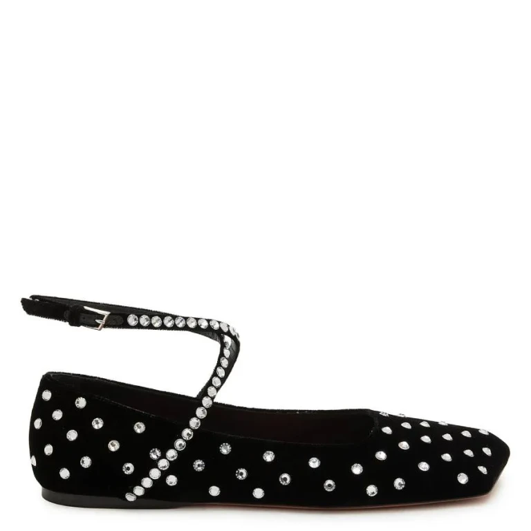 Amina Muaddi Ane Crystal Embellished Ballerina Flats