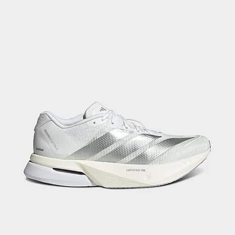 adidas Women's Adizero Boston 13 Running Shoes in Cloud White/Matte Silver/Dash Grey Size: 5.5