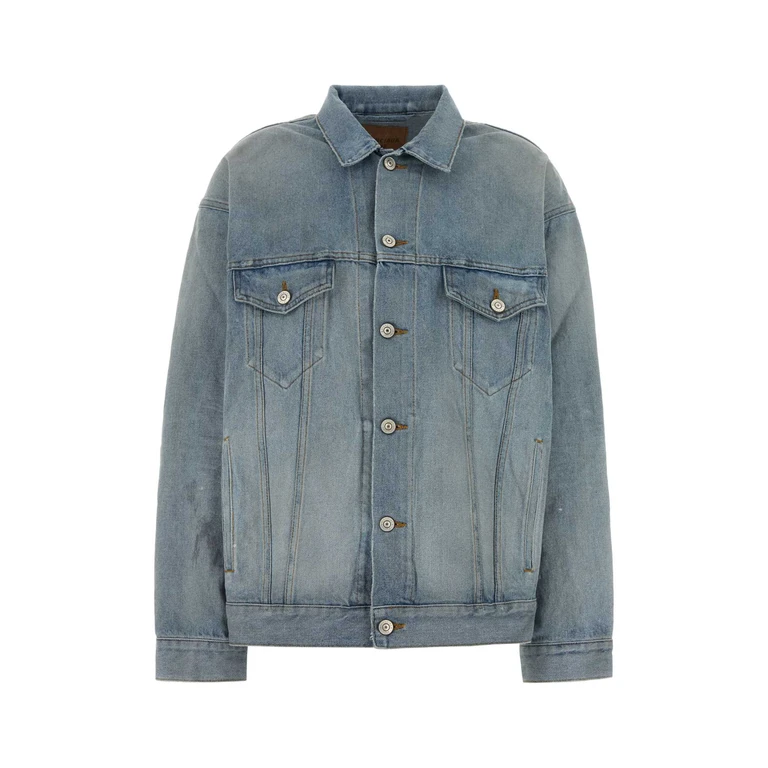 Balenciaga Denim Jacket Dirty Light Blue Giubbini - Women