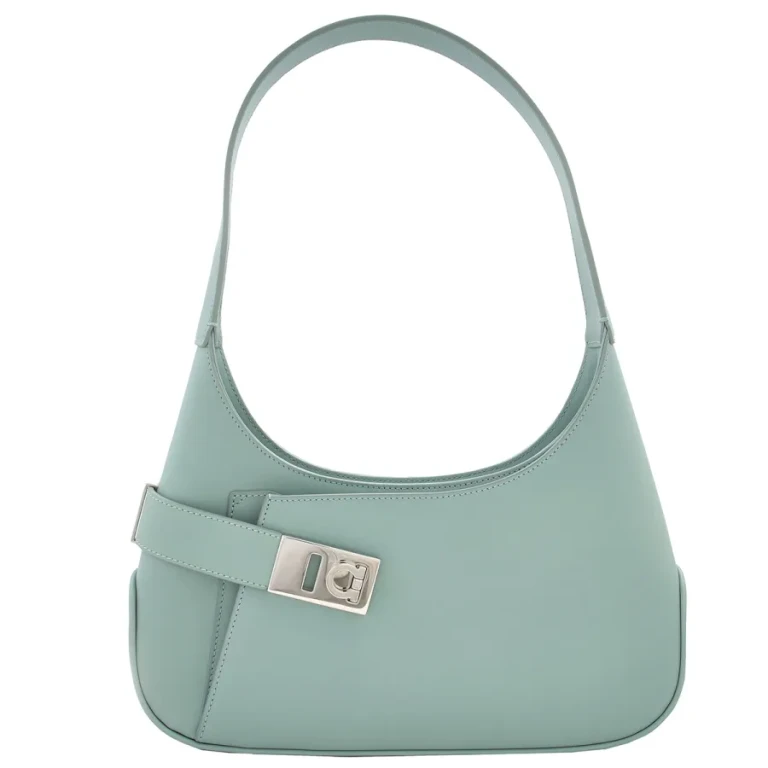 Ferragamo Archive Calfskin Leather Hobo Shoulder Bag in Green