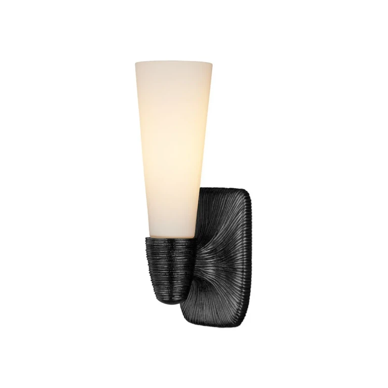 Opaque White Oil Rubbed Bronze Wall Sconce from the Bonaz Collection
