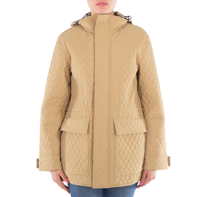 Burberry Check Pattern Quilted Hooded Jacket