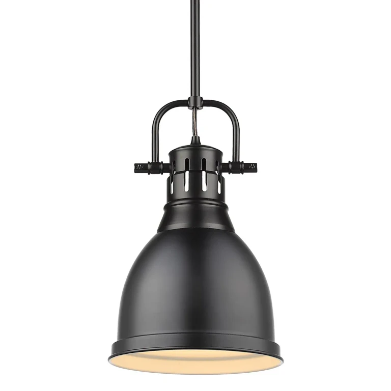 Golden Duncan 14" Mini Pendant in Black - 3604-S-BLK-BLK