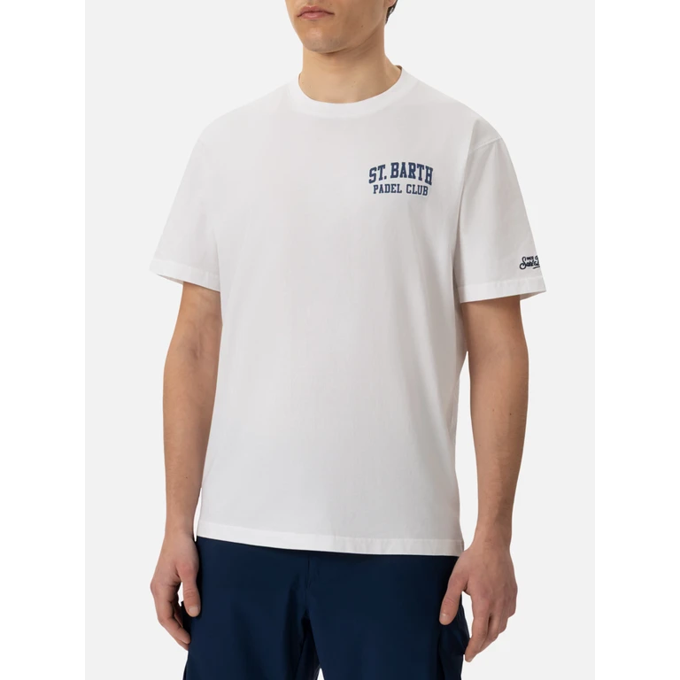 Mc2 Saint Barth Cotton T-Shirt With Snoopy Padel Club Print Peanuts Special Edition White - Men