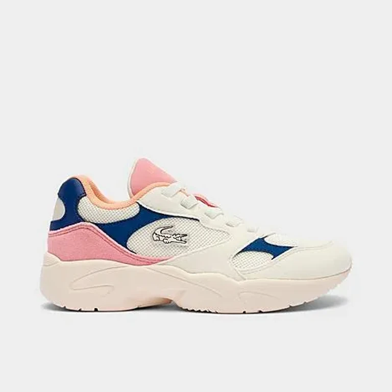 Lacoste Little Kids Storm 96 Low Vintage Casual Shoes in Off White/Pink/Blue Size: 1.0