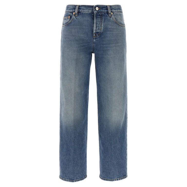 Blue Cotton Straight-Leg Jeans Clothing - Women