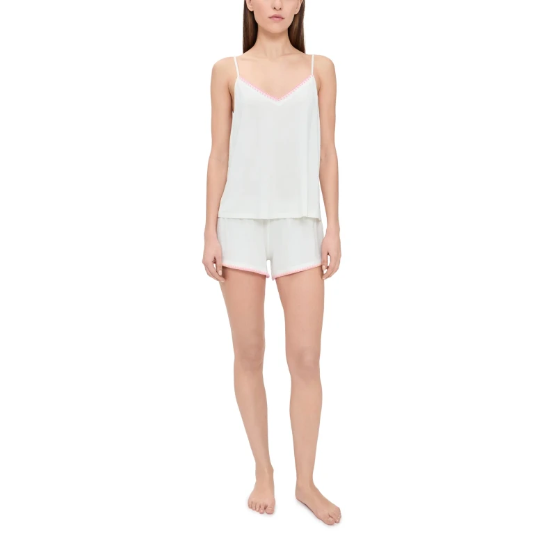 Eberjey Frida Cami Short Pajama Set Ivory/Pink Nectar XS