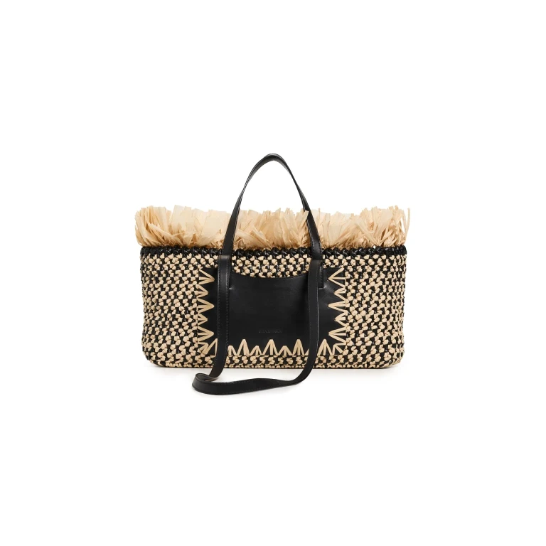 Ulla Johnson Lali Small East-West Tote Noir Natural One Size