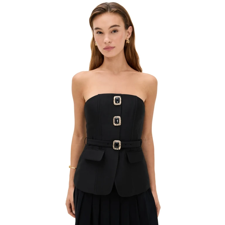 Haut Bandeau en Taffetas Noir Self-Portrait