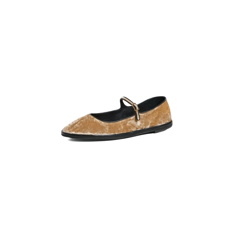 Emme Parsons Salomé Flats Champagne Velvet/Black Piping 41