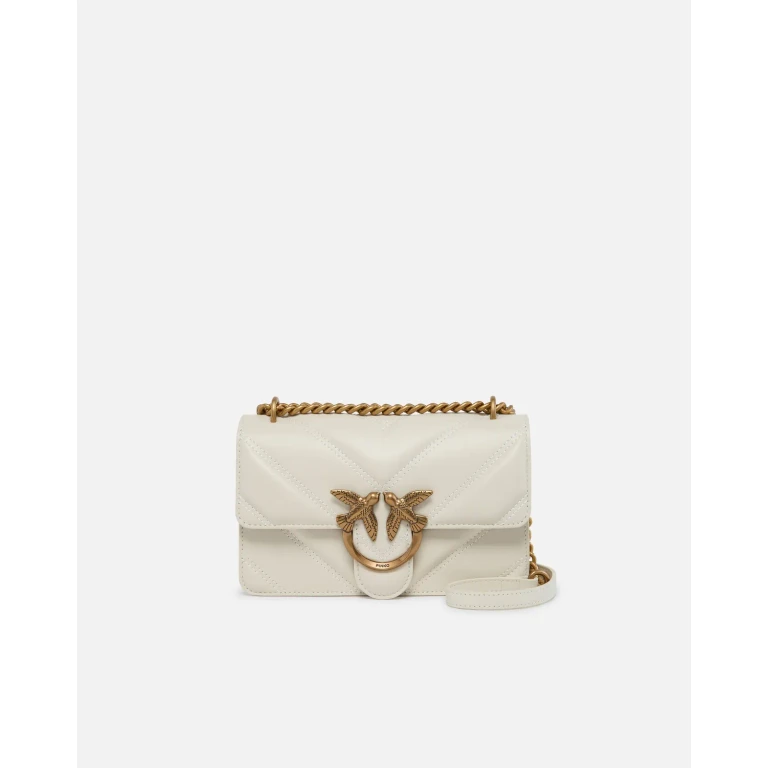 Pinko - Mini sac à bandoulière Love Bag en cuir nappa matelassé en chevrons