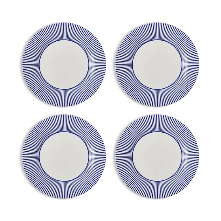 Spode Blue Italian Steccato Dinner Plates, Set of 4