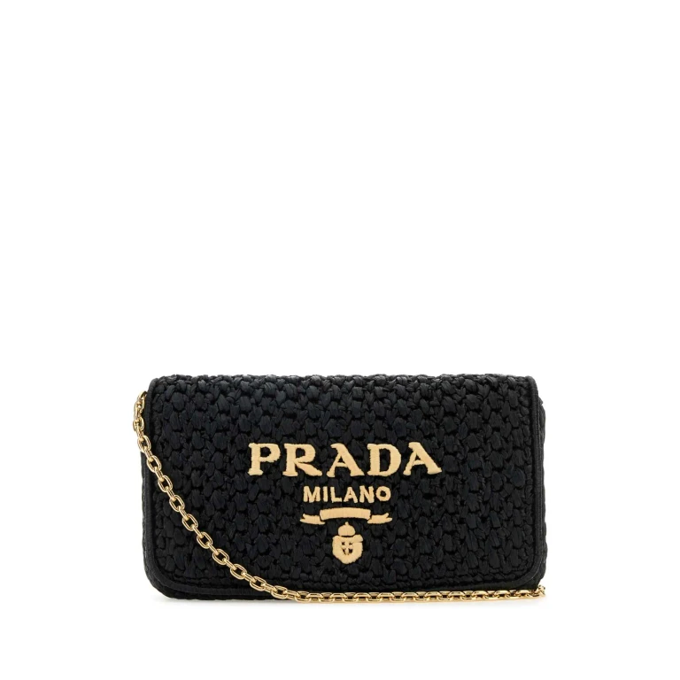 Prada Black Raffia Crossbody Bag