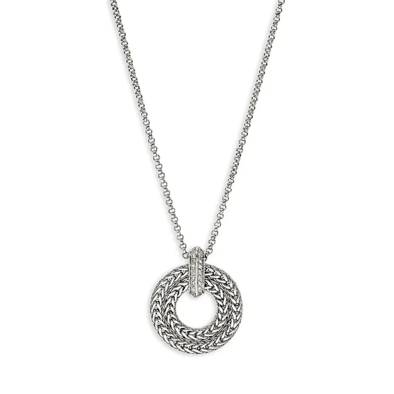 John Hardy Sterling Silver Diamond Icon Link Pendant Necklace, 16-18