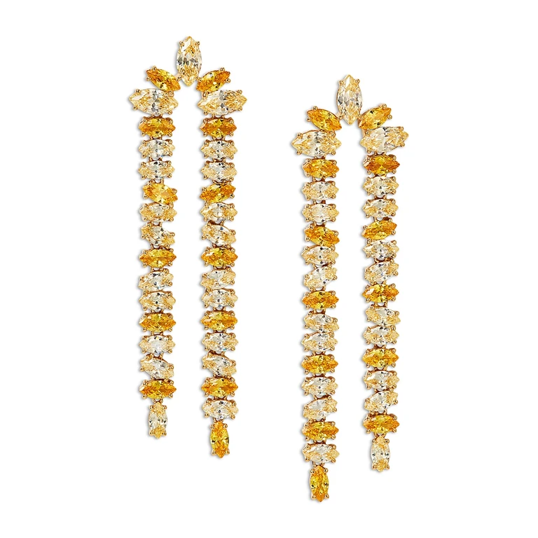 Nadri Palm Springs Yellow Stone Double Strand Drop Earrings