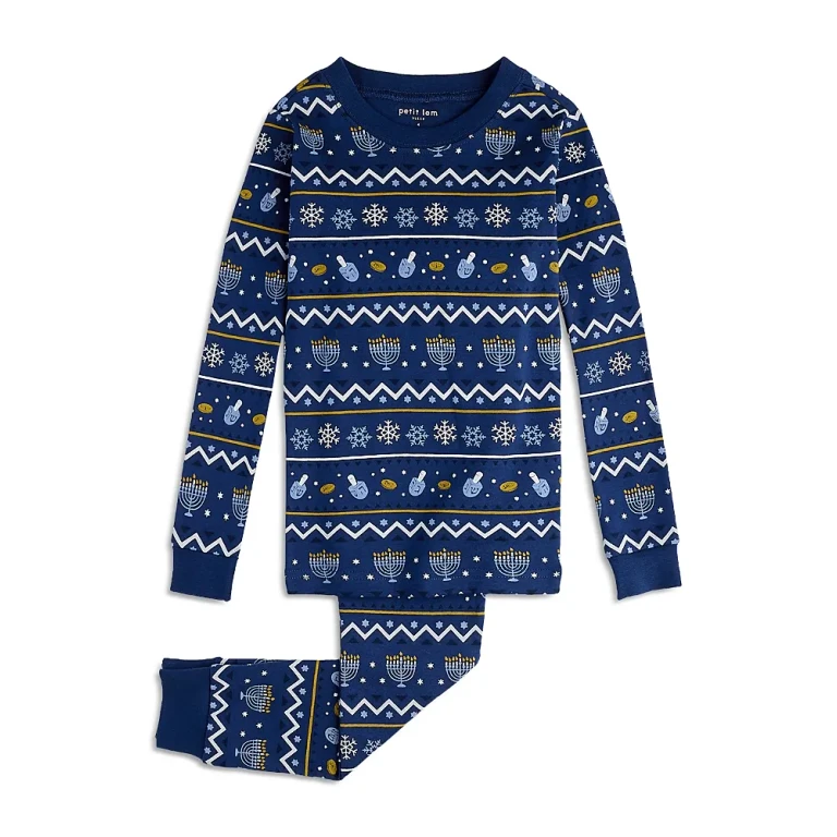 petit lem Unisex Hanukkah Fair Isle Print Pajama Set - Little Kid, Big Kid