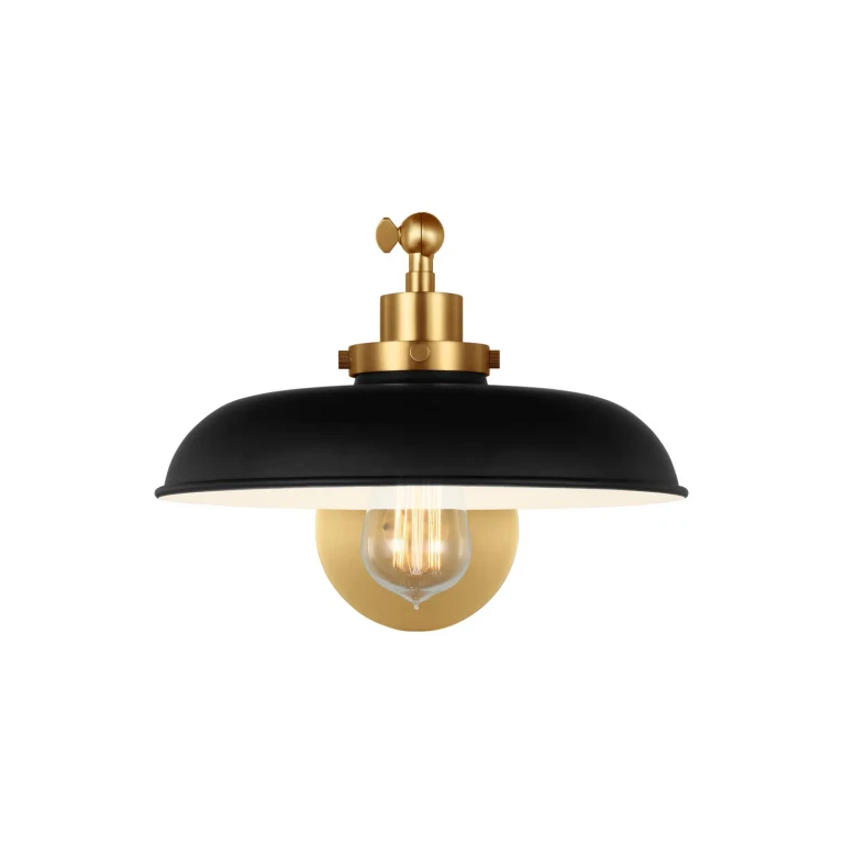 Visual Comfort Studio Wellfleet Wall Sconce in Midnight Black And Burnished Brass by Chapman & Myers